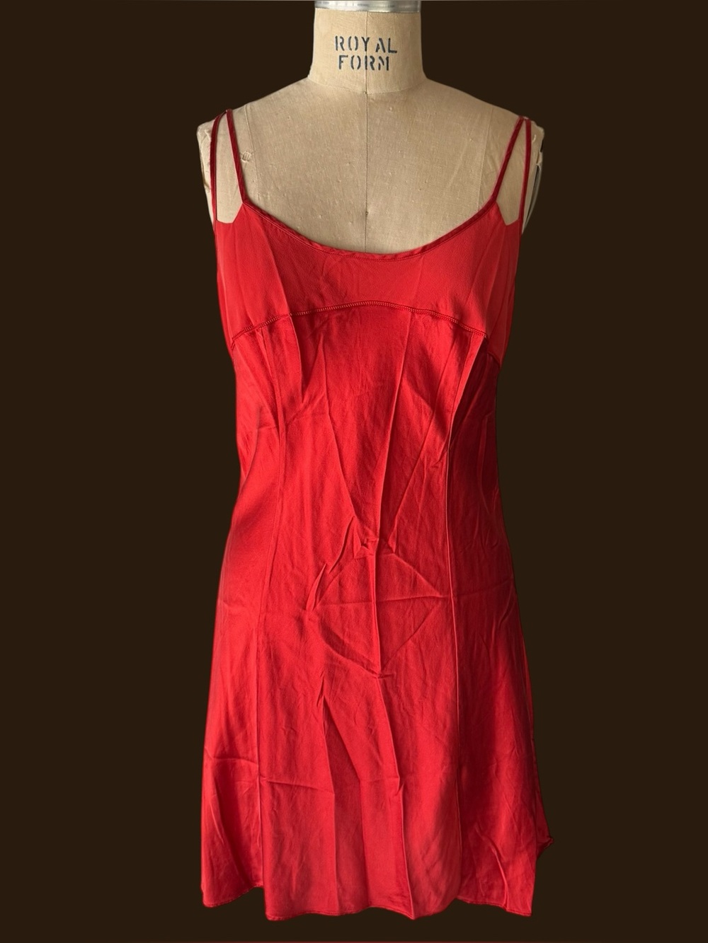 Vintage Y2K Victoria’s Secret Red Orange Silk Slip Dress